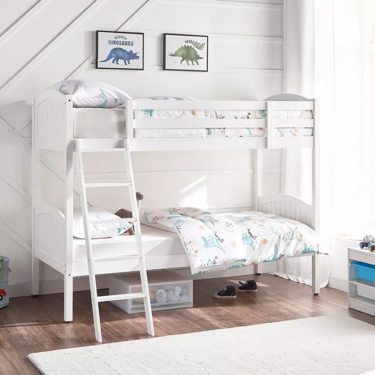 white kids bed